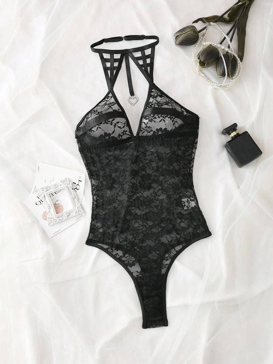 1pc Womens Sexy Lace Hollow OnePiece Jumpsuit