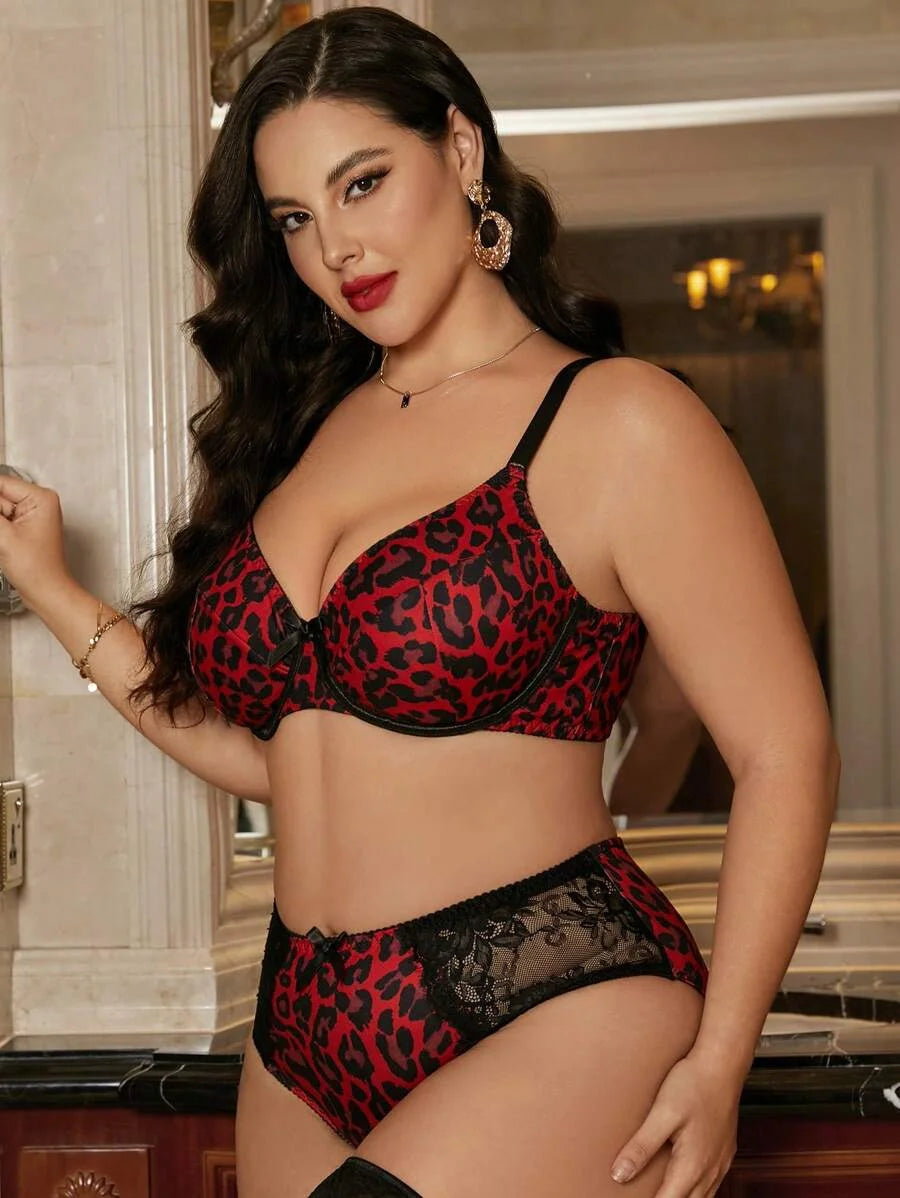 2pcs Plus Size Bra Set With Underwire