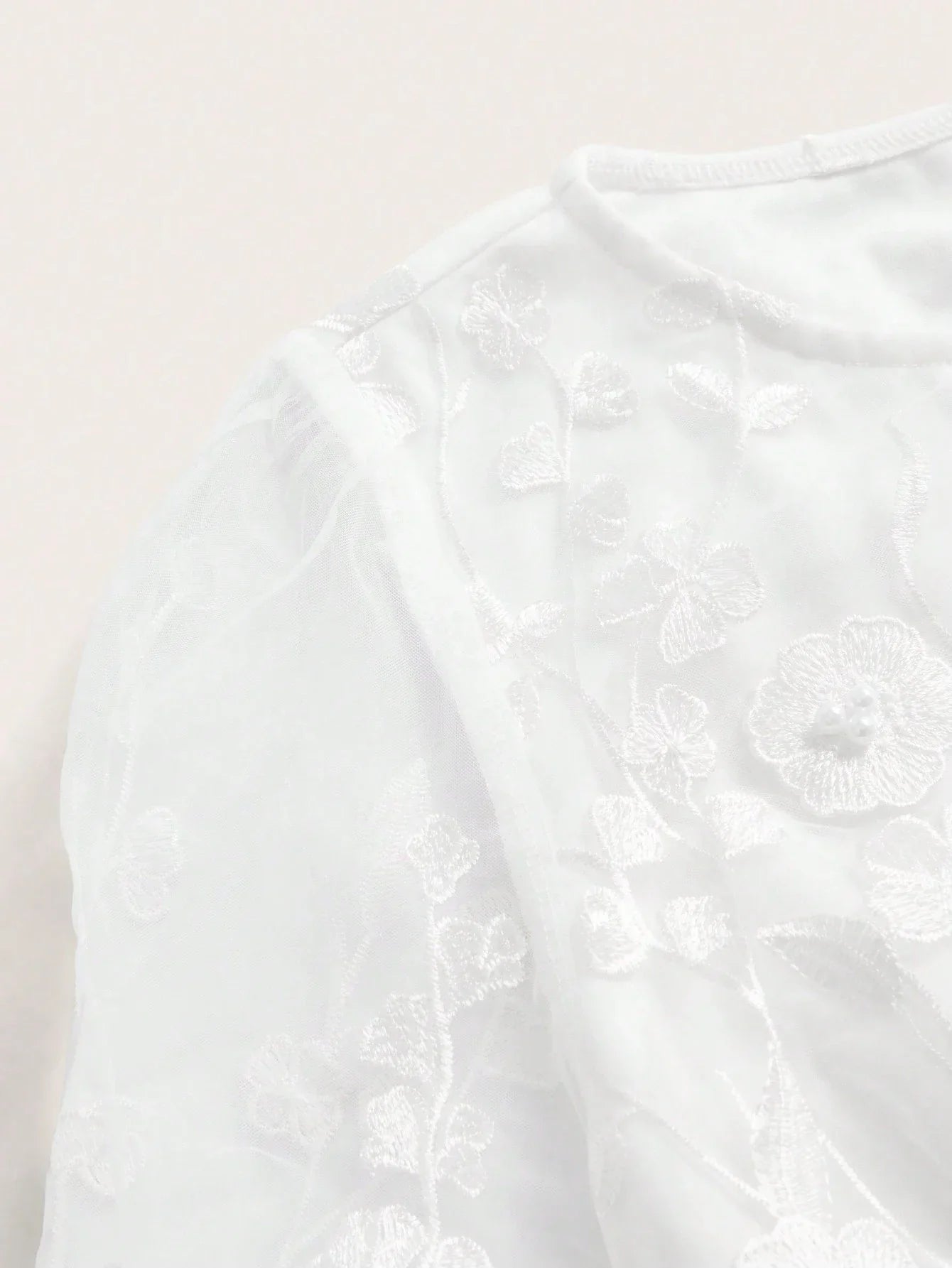 3D Embroidered Mesh Long Sleeve Backless Fitted White Cocktail Party Dress