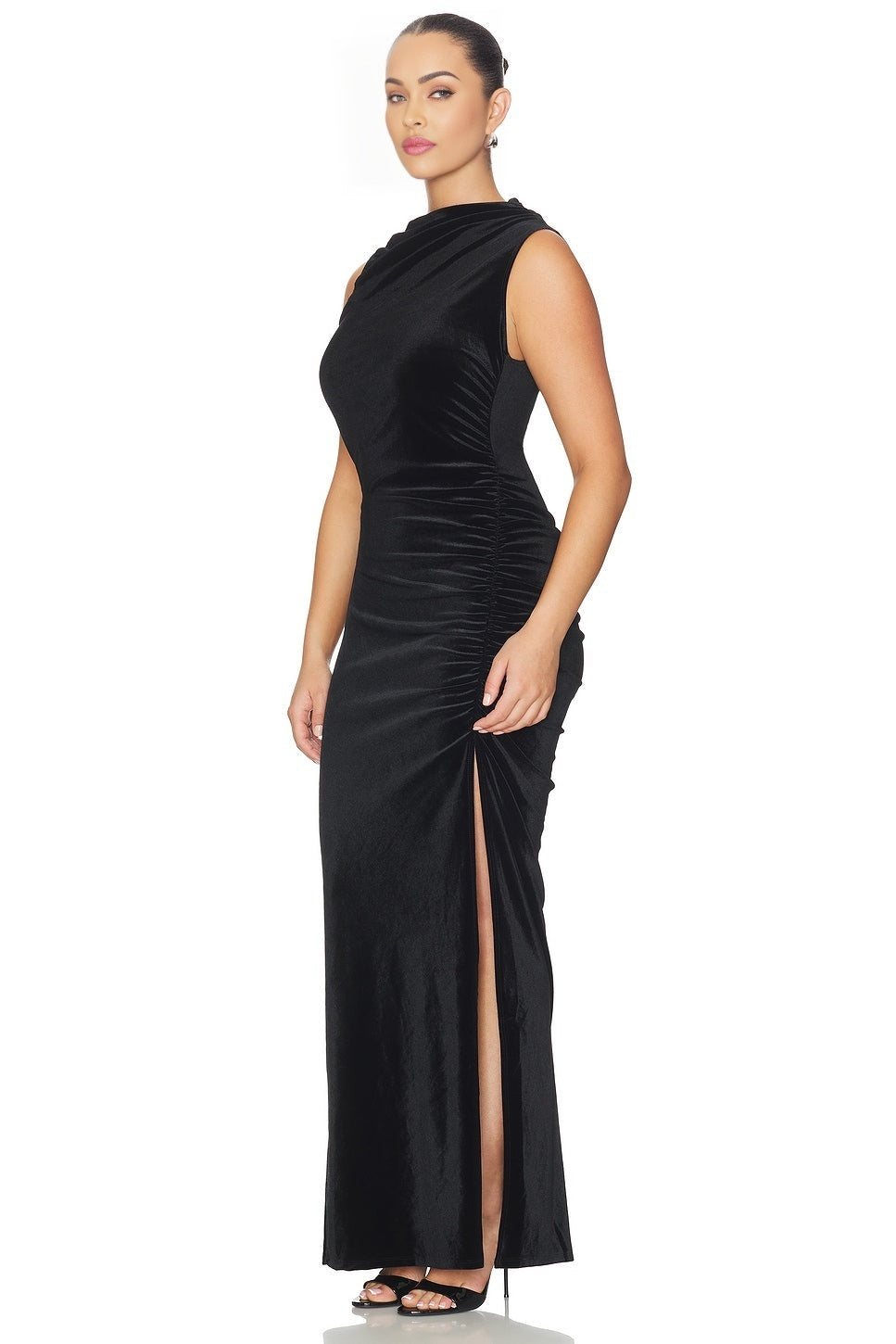 Velvet High Neck Maxi Dress Good American