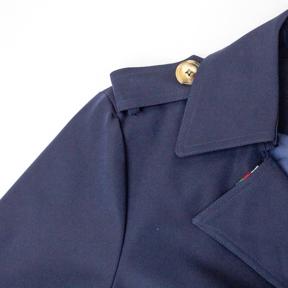 Trenchcoat – Navy Blue Stripe – Notched Collar – Luxury Belted Style