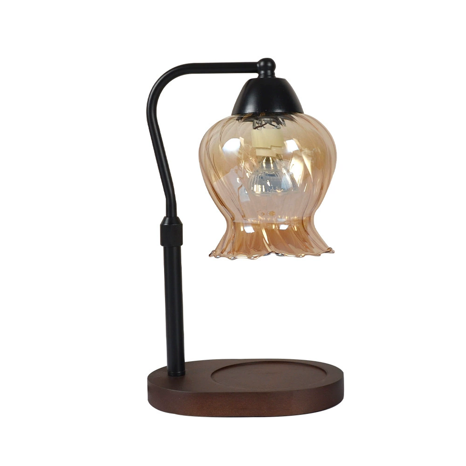 Van Hoef Retro Electric Candle Warmer Aromatherapy Lamp – Metal, Glass & Wood