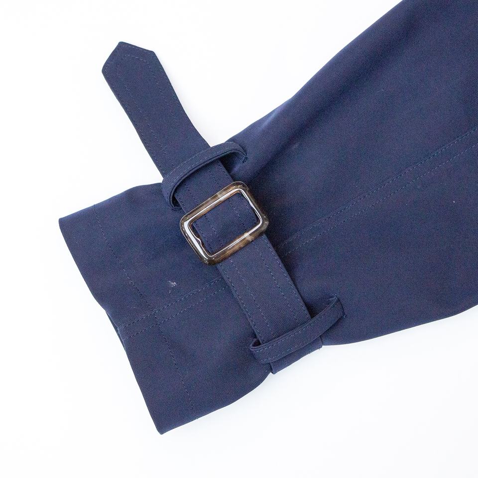 Trenchcoat – Navy Blue Stripe – Notched Collar – Luxury Belted Style