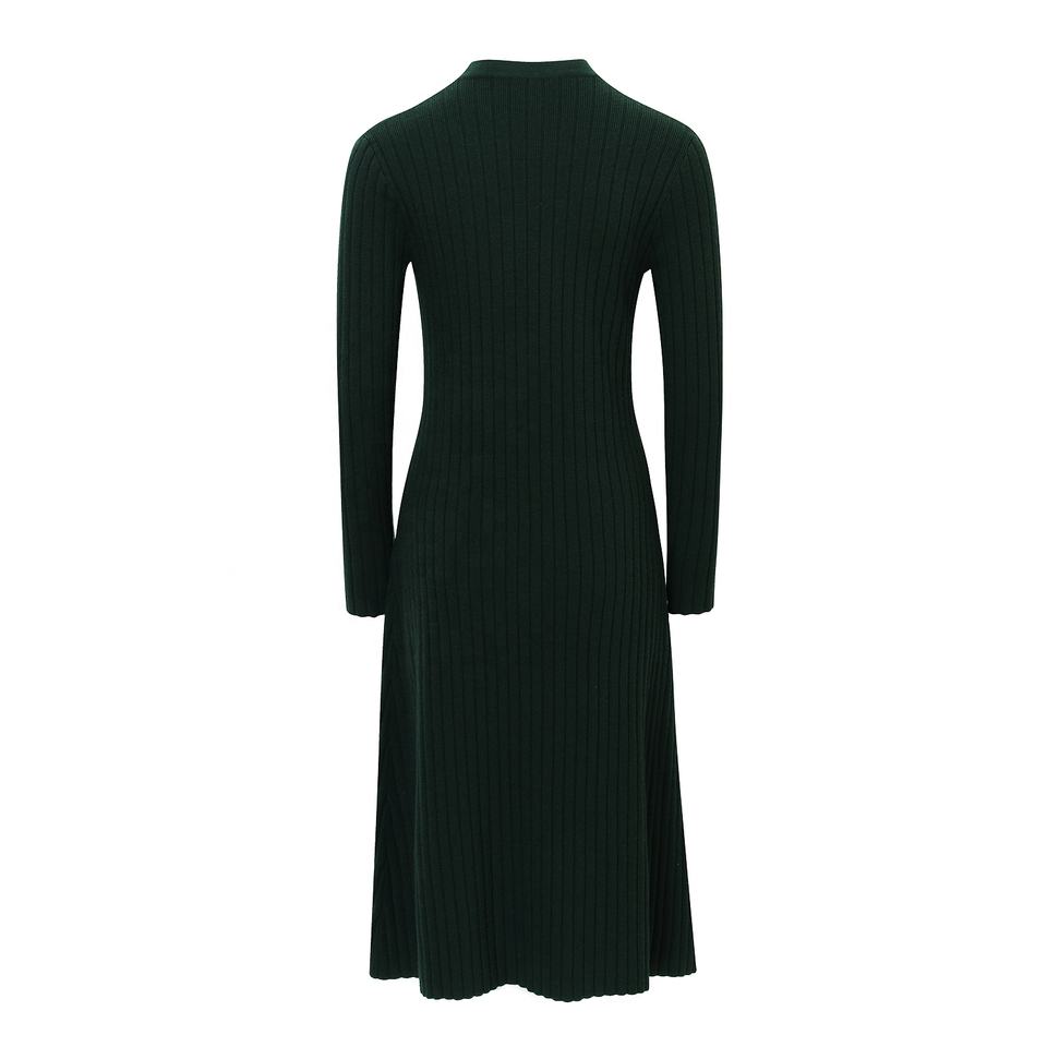 Maxi Dress – Solid Knit Design – Button Detail – Modest Vintage Style