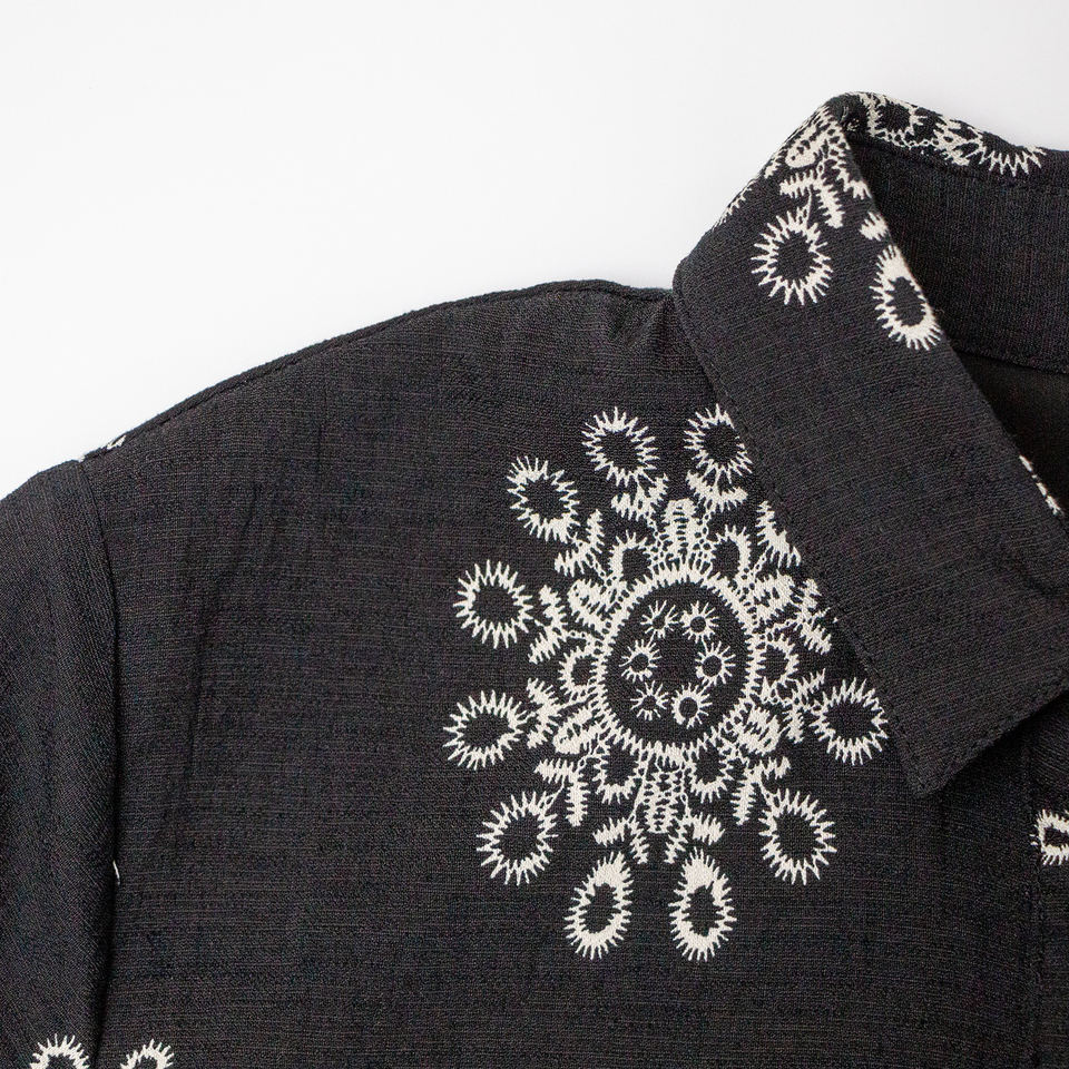 Maxi Dress – Button-Down Design – Floral Embroidery – Vintage Chic Style