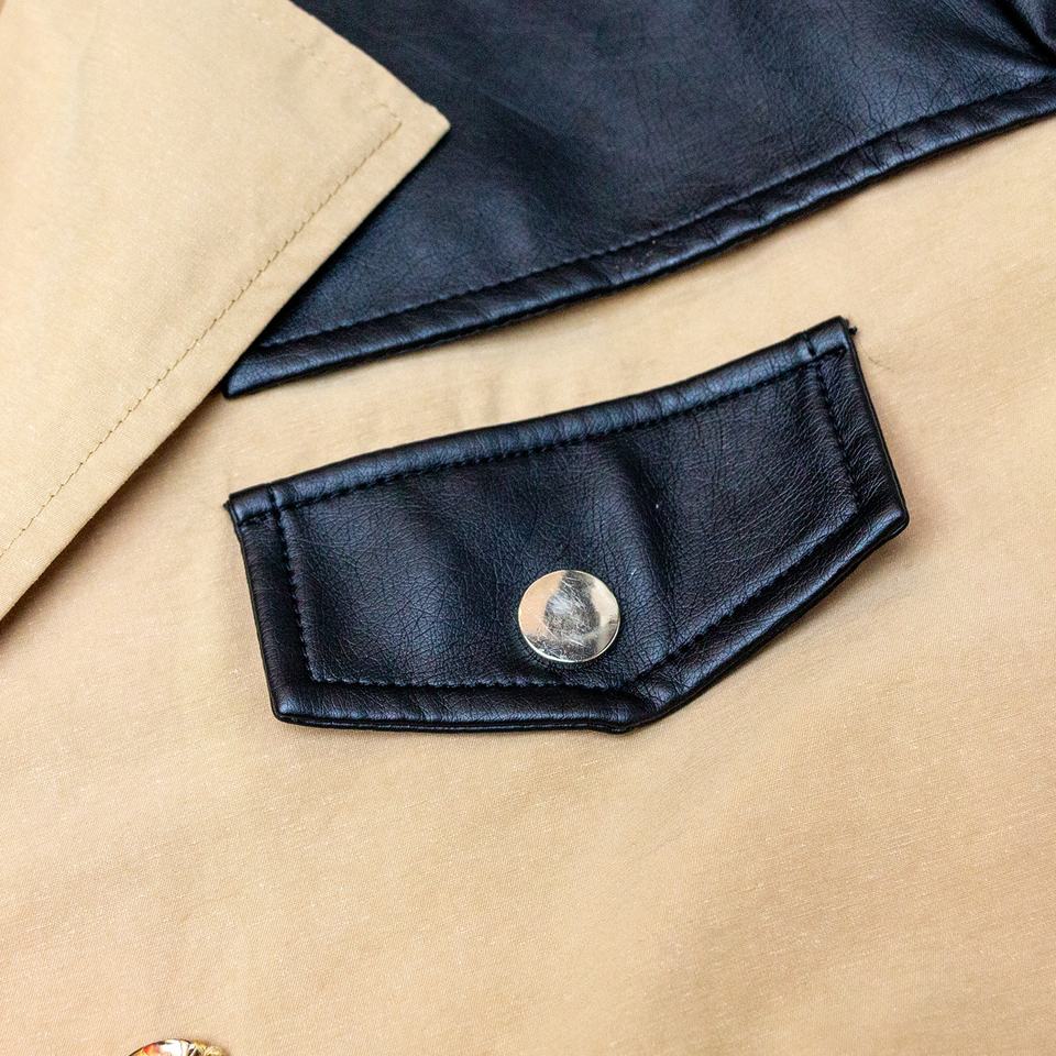 Trenchcoat – PU Leather Patchwork – Belted Design – Luxury Winter Style