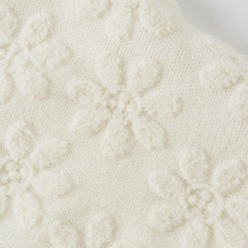 Sweater – Ivory Floral Jacquard – Chunky Knit – Premium Vintage Style