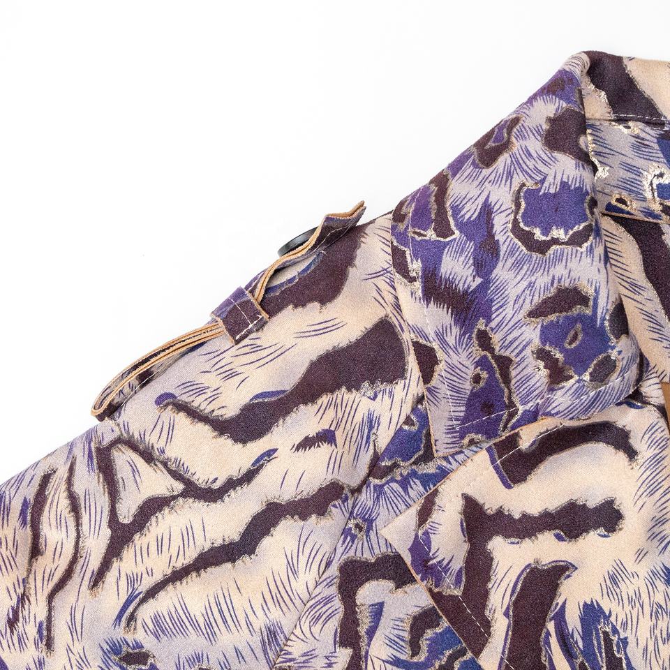 Trenchcoat – Purple Animal Print – Belted Design – Luxury Winter Style