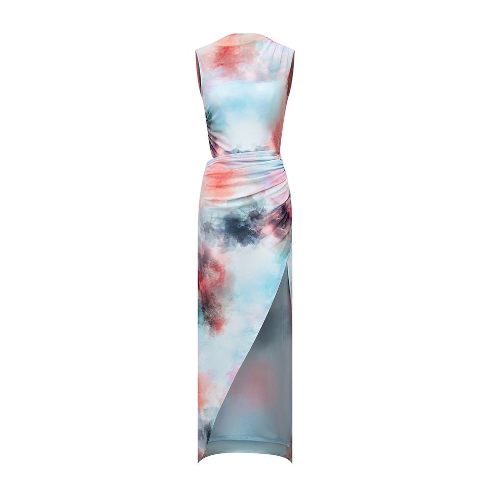Evening Dress – Tie-Dye Chiffon – Sleeveless Bodycon – Luxury Party Style