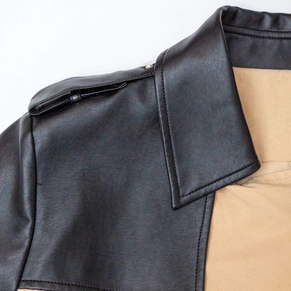 Trenchcoat – PU Leather Patchwork – Belted Design – Luxury Winter Style