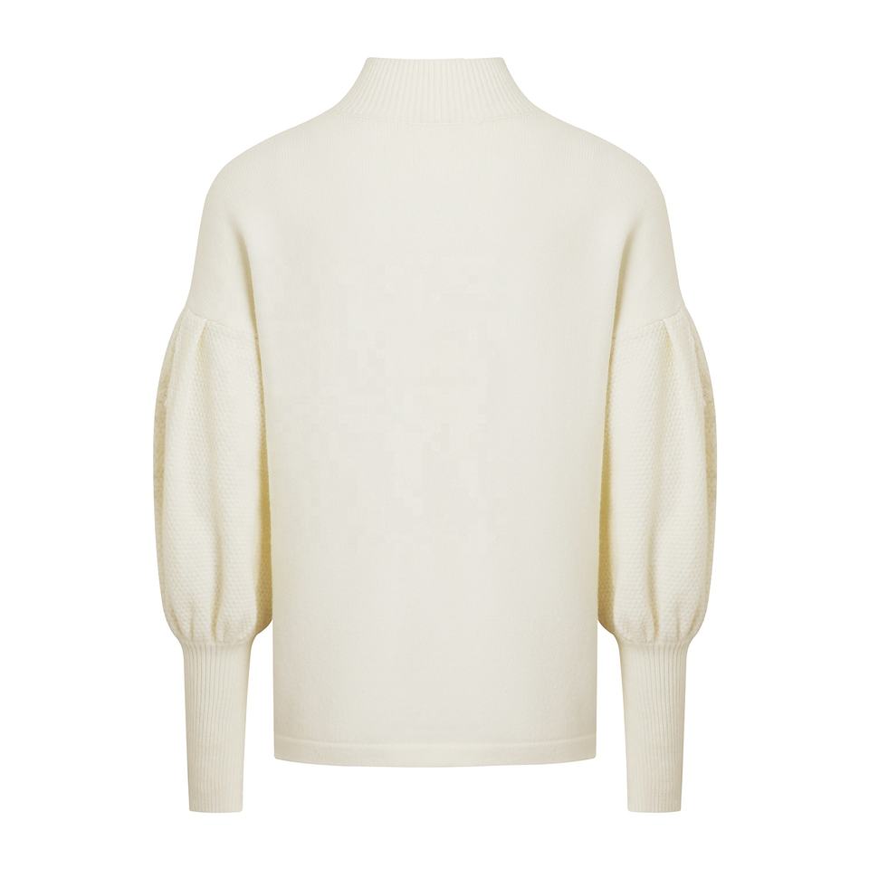 Sweater – Ivory Floral Jacquard – Chunky Knit – Premium Vintage Style