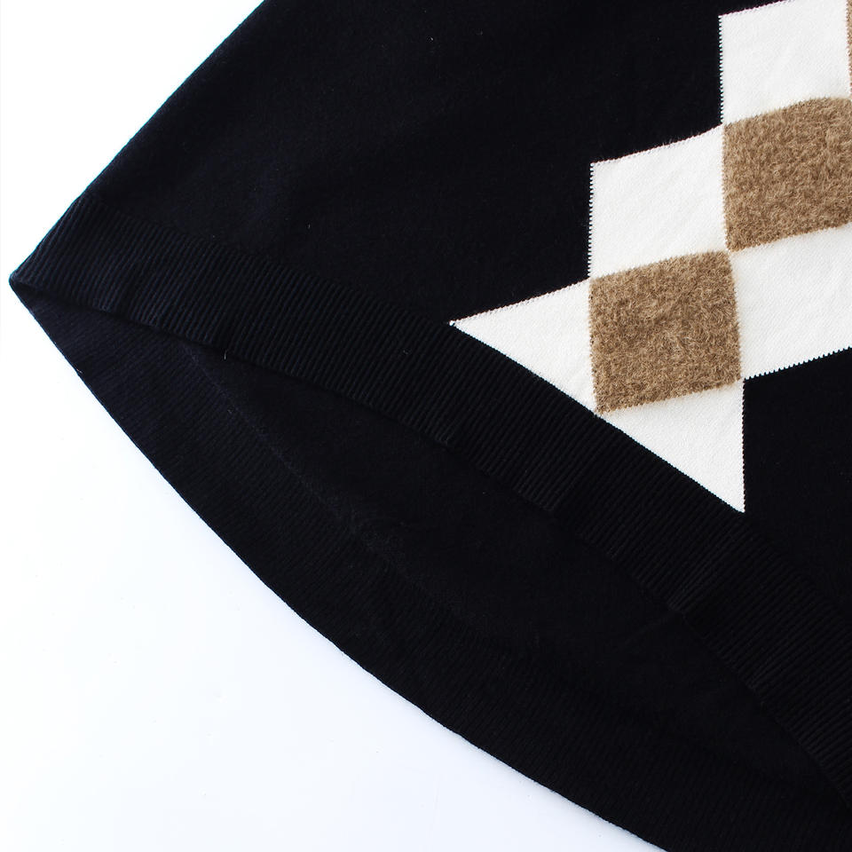 Pullover Sweater – Wool Cashmere Blend – Argyle Pattern – Elegant Fall Style