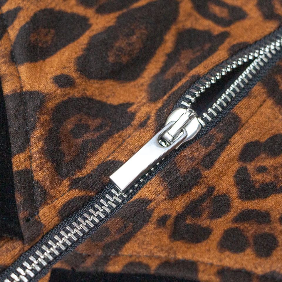 Coat – Western Luxury Style – Faux Suede Trim – Leopard Fringe Y2K Look