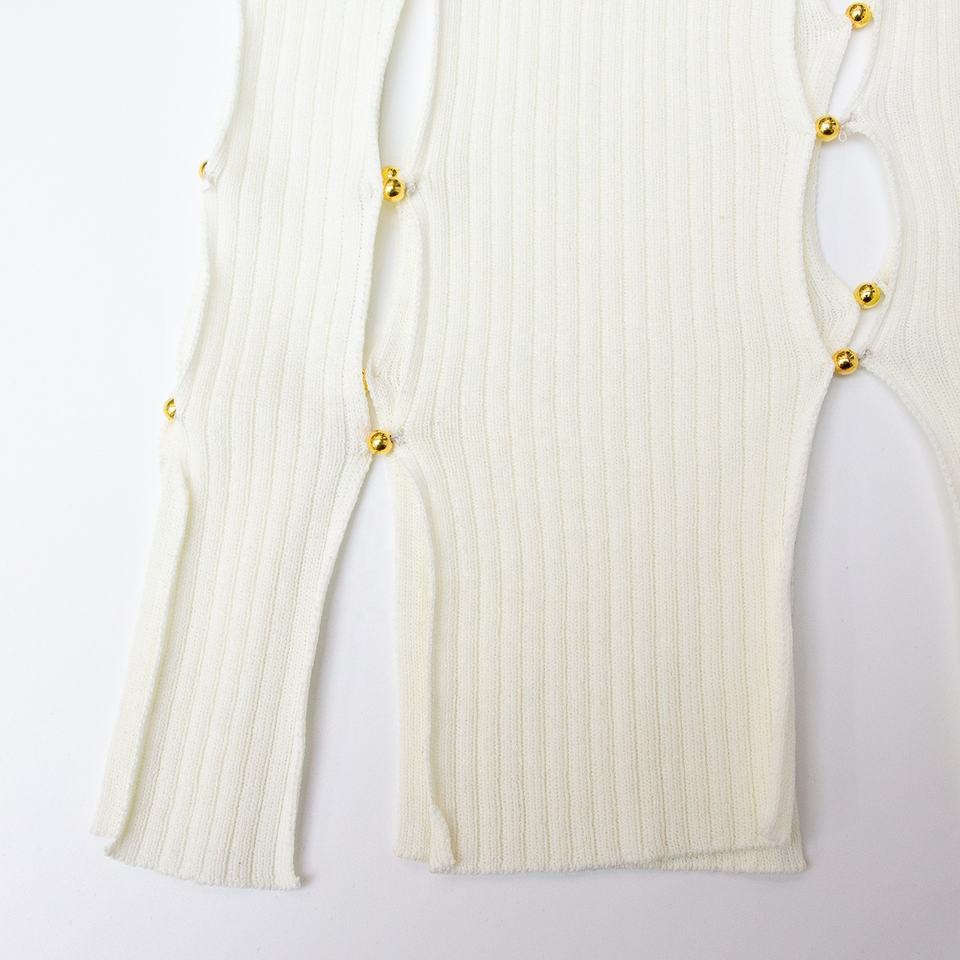 Sweater Dress – Sleeveless Bodycon – Cutout Detail – Luxury Designer Style