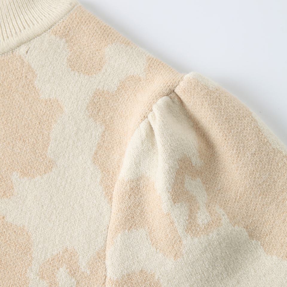 Pullover Sweater – Camouflage Intarsia Knit – High Collar – Chic Casual Style