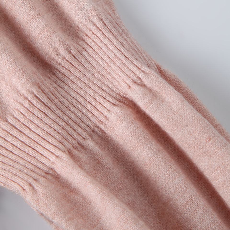 Pullover Sweater – Pink Turtleneck – Puff Sleeve – Ribbed High Street Style
