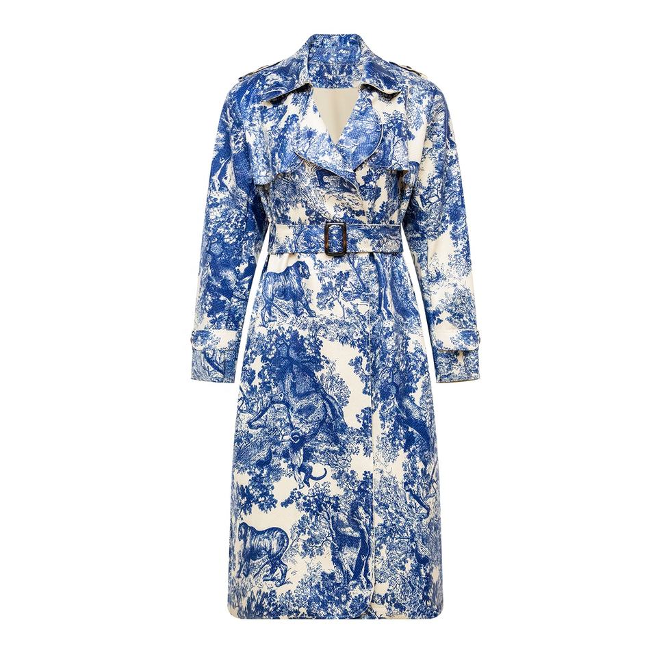 Trenchcoat – Toile De Jouy Print – Belted Waist – Luxury Winter Style