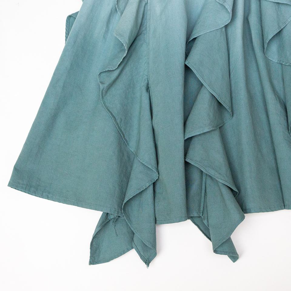 Maxi Skirt – Ombre Pleated – High Waist – Bohemian Ruffle Hem Style