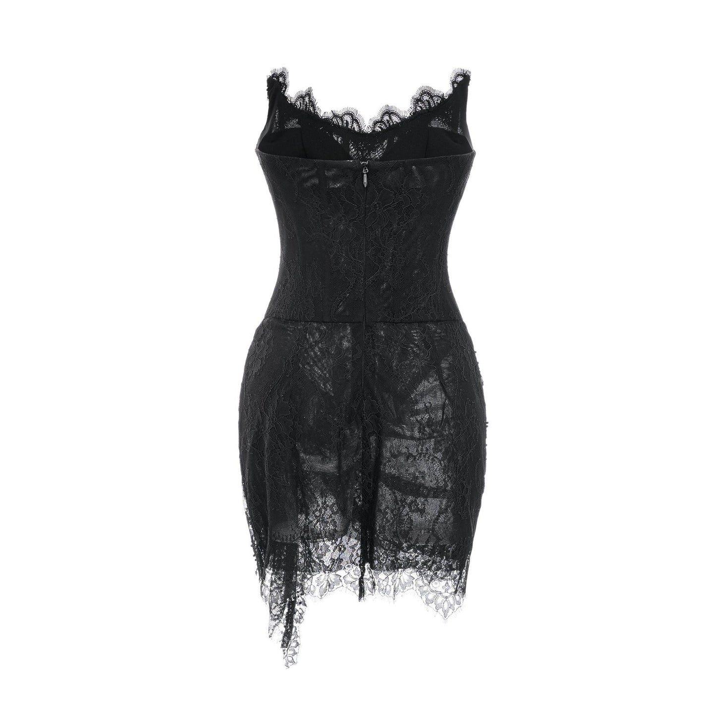 Black offshoulder dress with mesh lace pearls and ribbon detailing