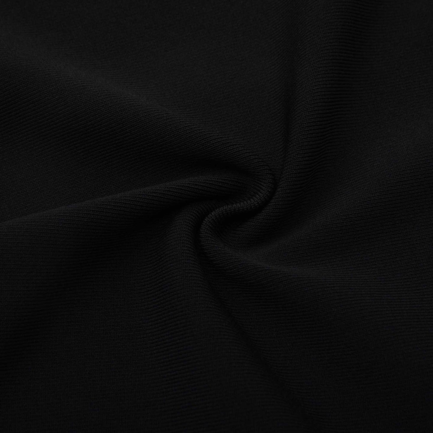 Panelled black dress with spaghetti straps scoop neck and back color blocks and a knitted construction