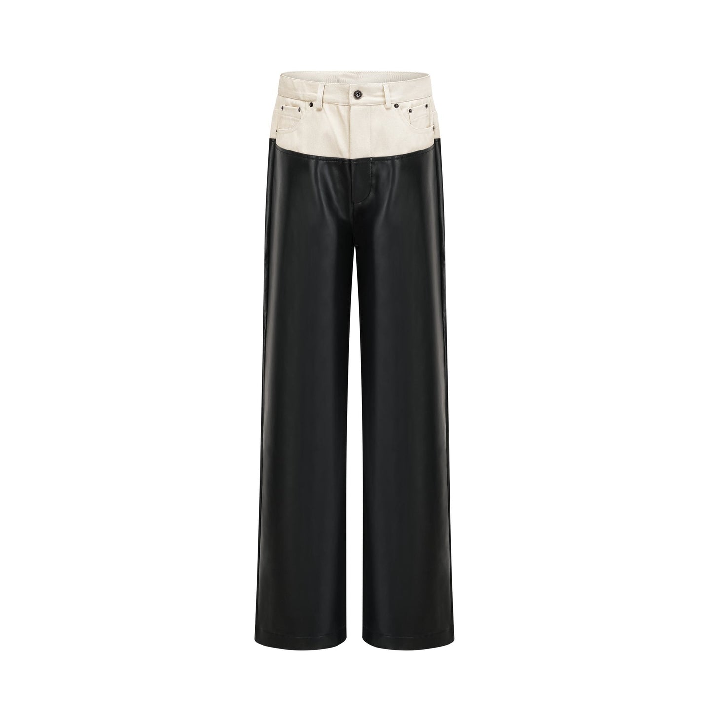 A pair of leather trousers with contrasting color details named Clotilde