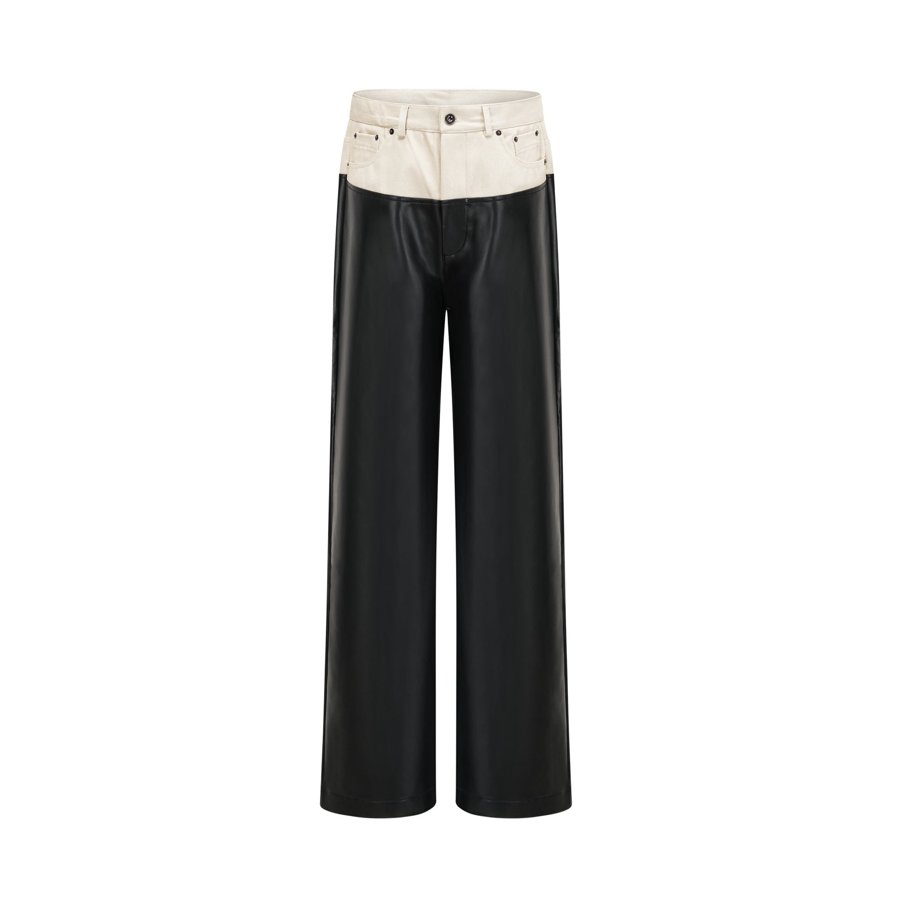A pair of leather trousers with contrasting color details named Clotilde