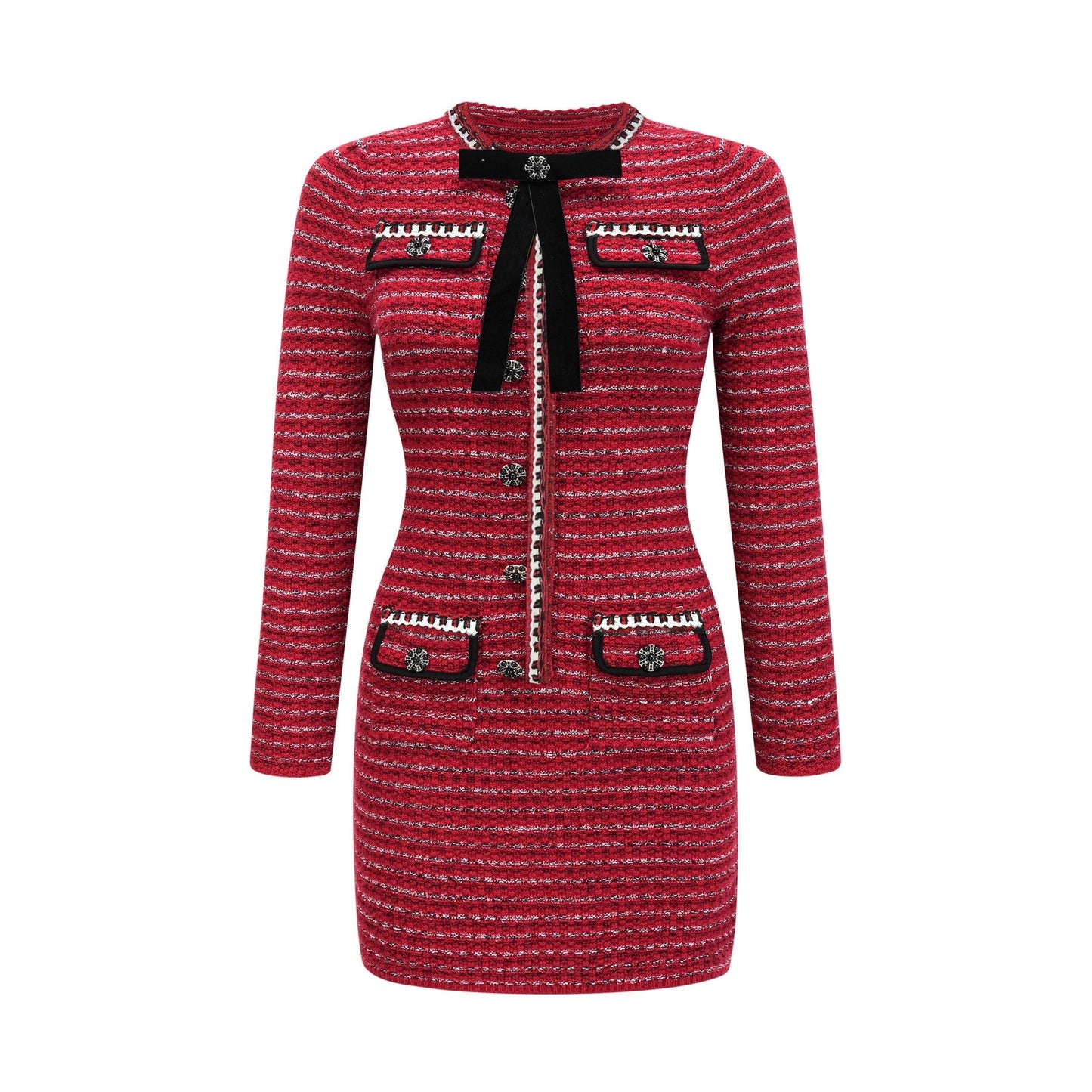 A short knit mini dress with a bow detail named Faustine