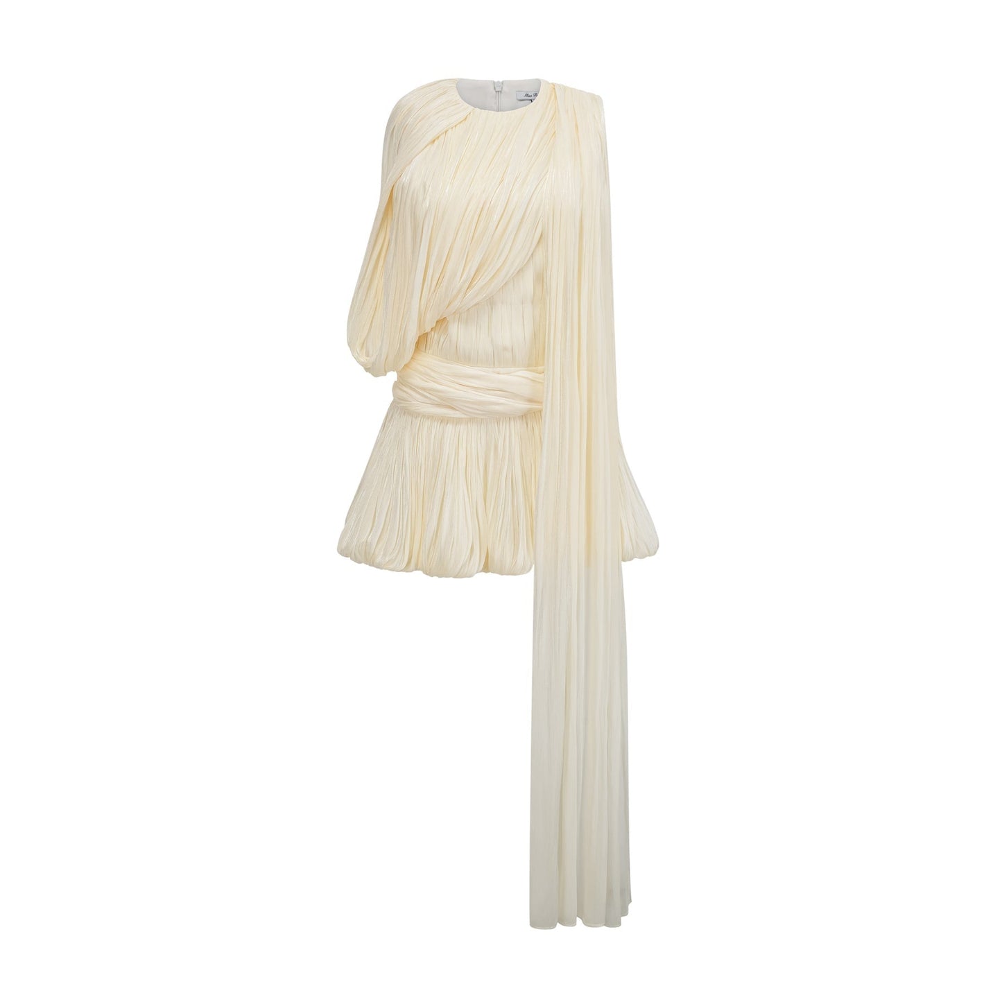 A short pleated mini dress with a ribbon design accent named Cyrielle