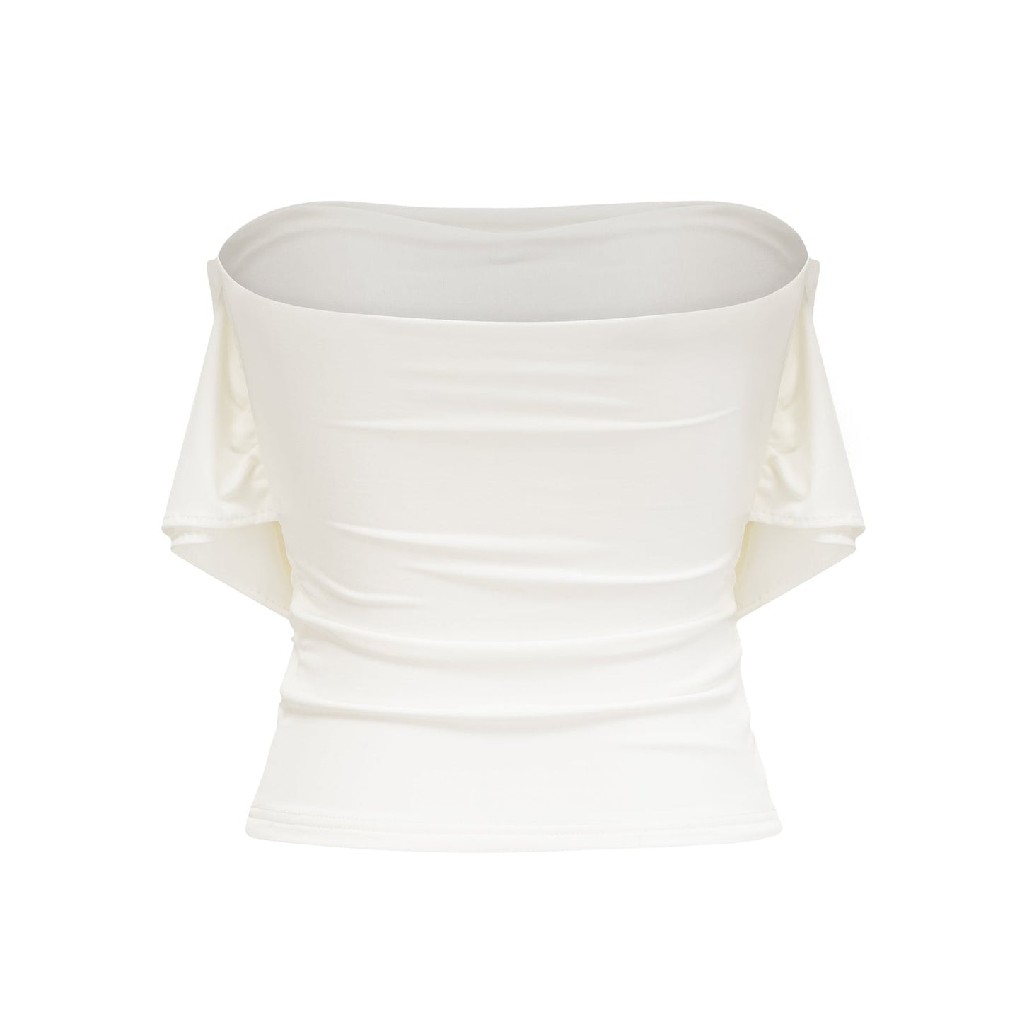 A white sleeveless top with gathered detailing named Rosalie