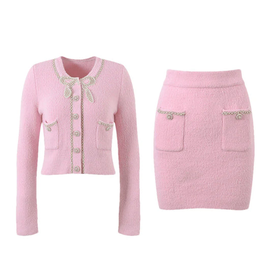 Annie Jacket & Skirt Annie Pink Faux Pearl Embellished Matching - modified image