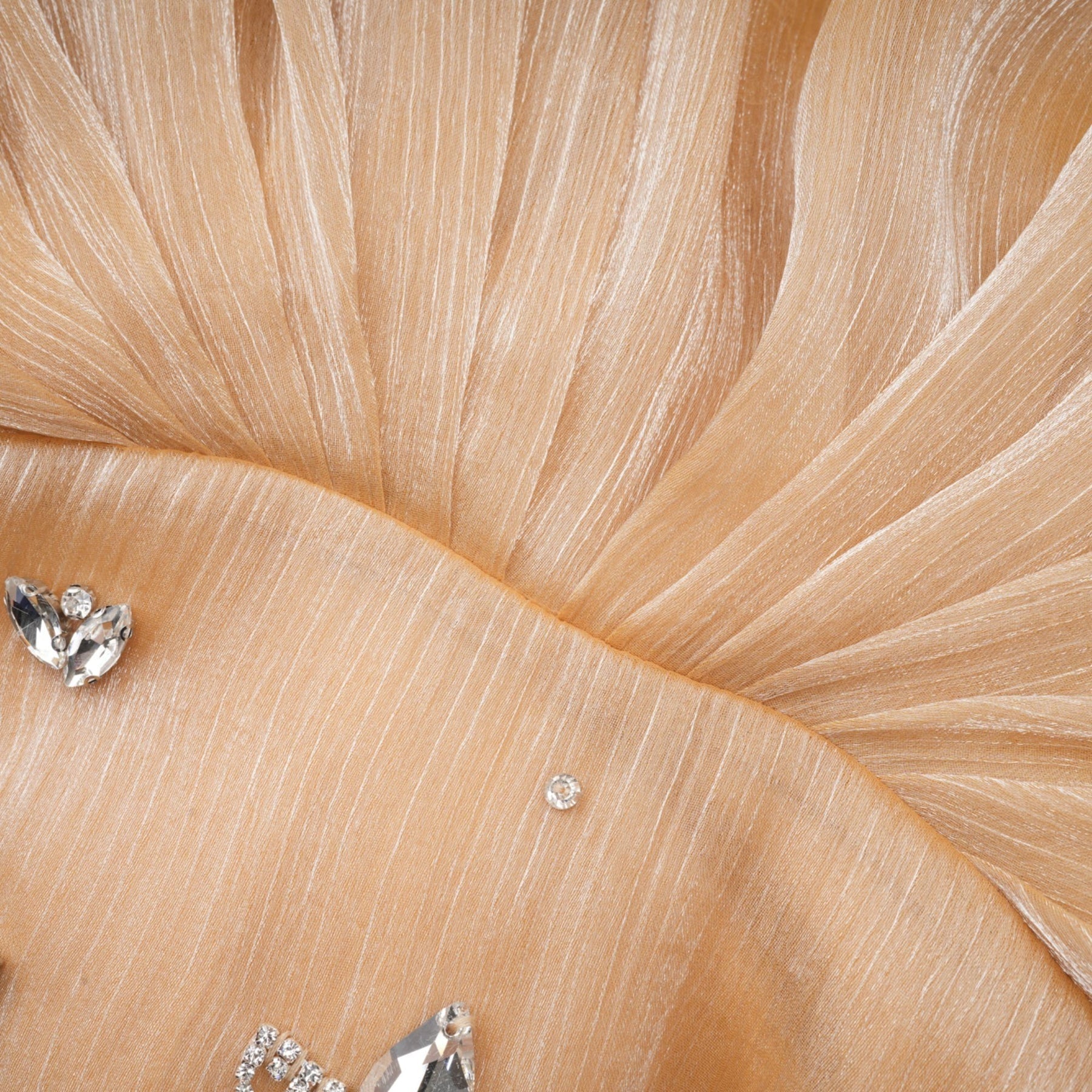 Adelina gold mini dress with crystal embellishments and panelled design