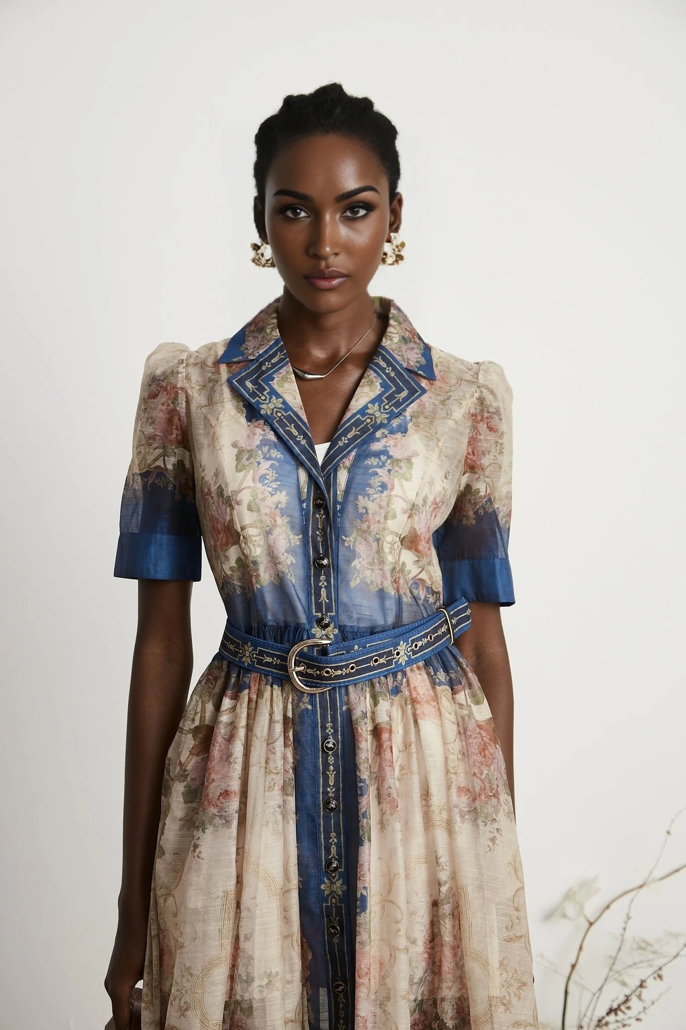 Aélis patternprint midi dress