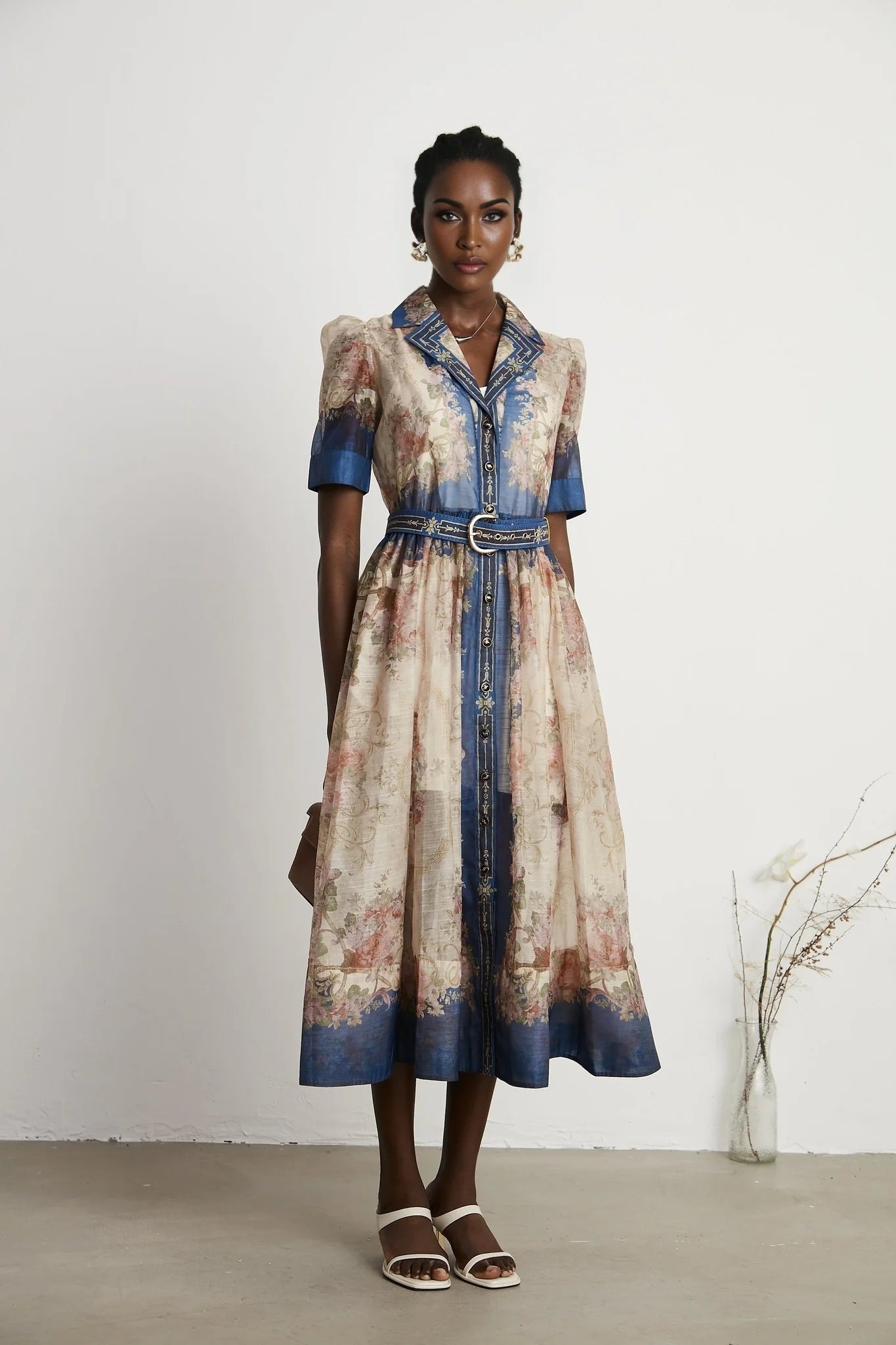 Aélis patternprint midi dress