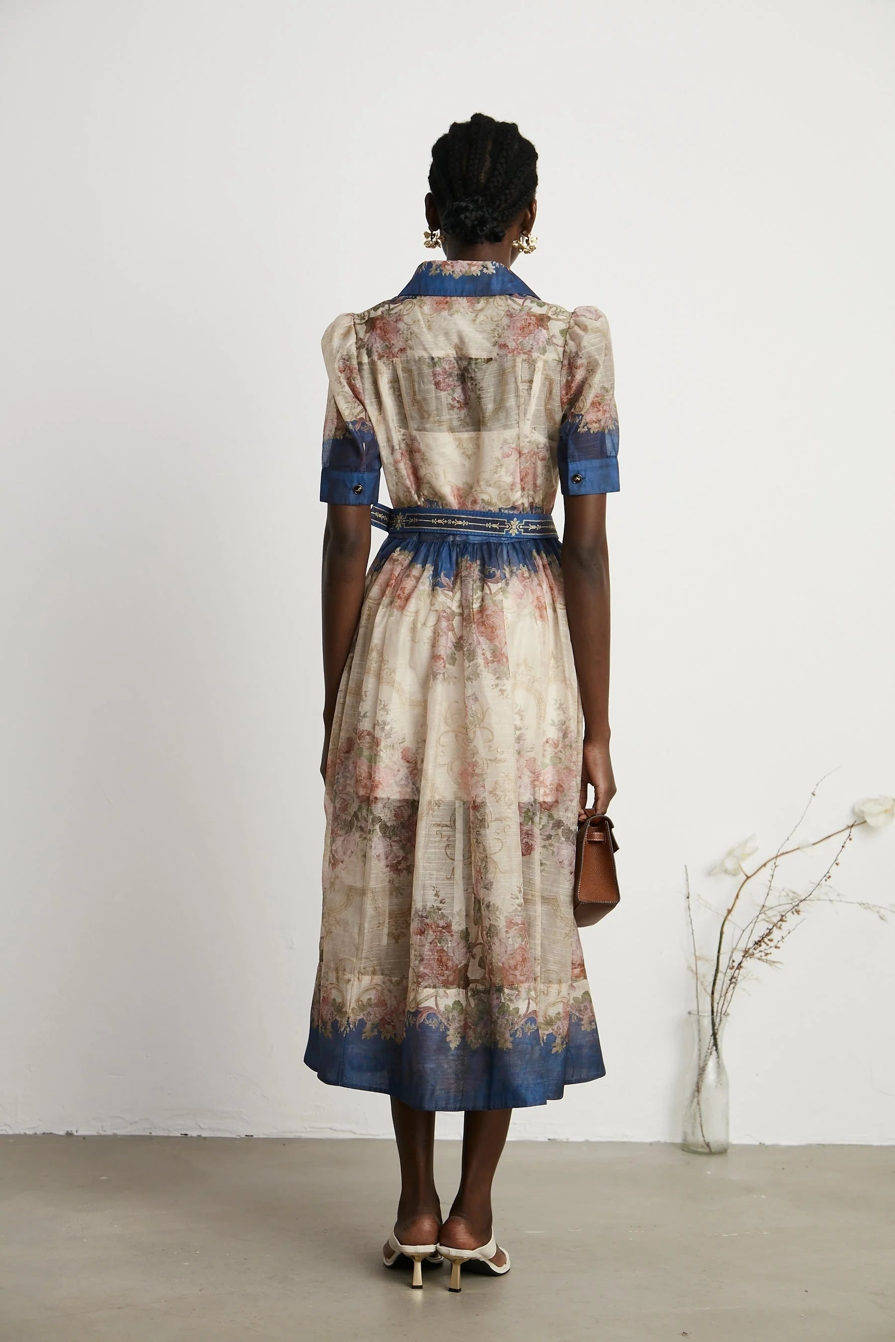 Aélis patternprint midi dress