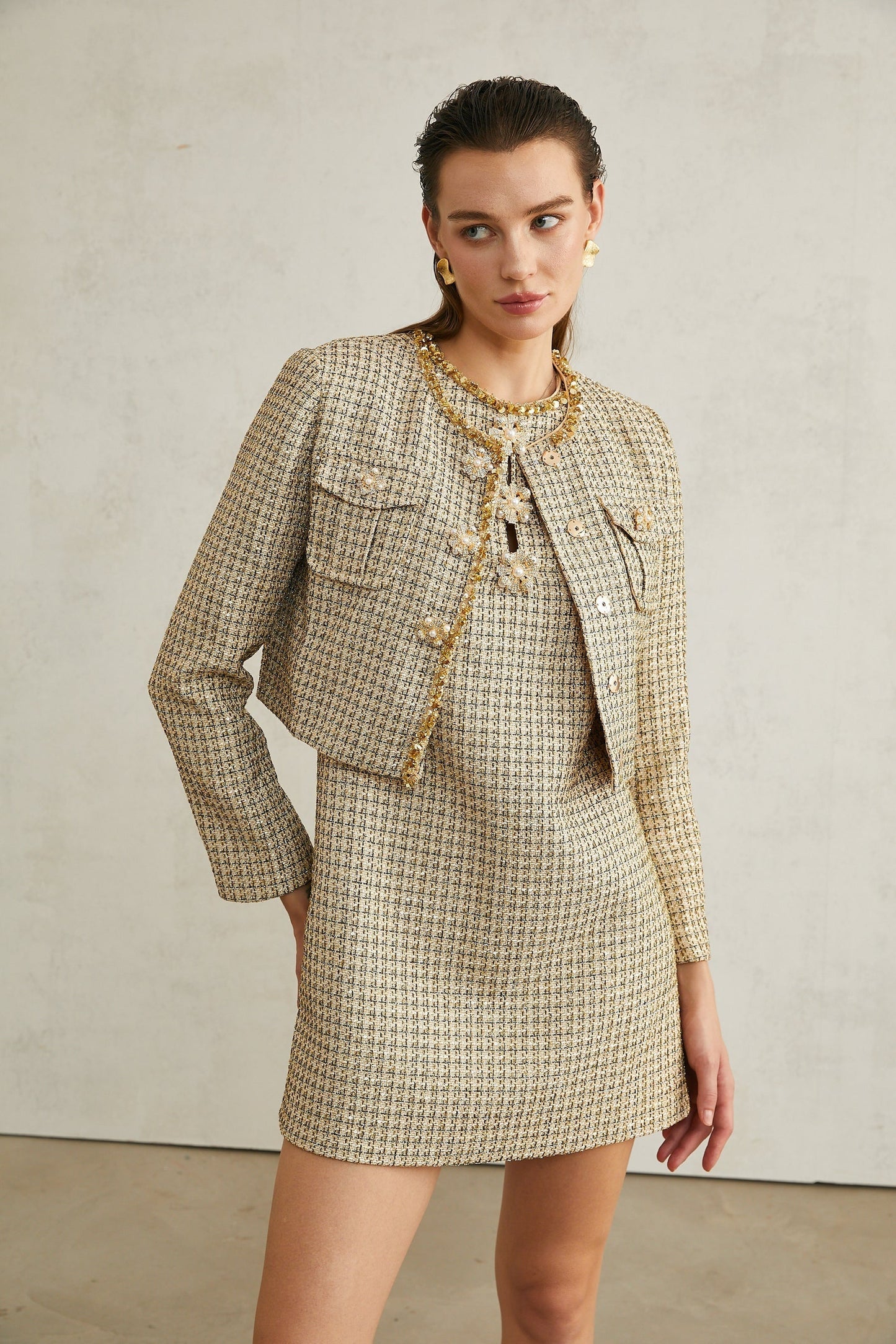 Agathe sequinembellished tweed jacket