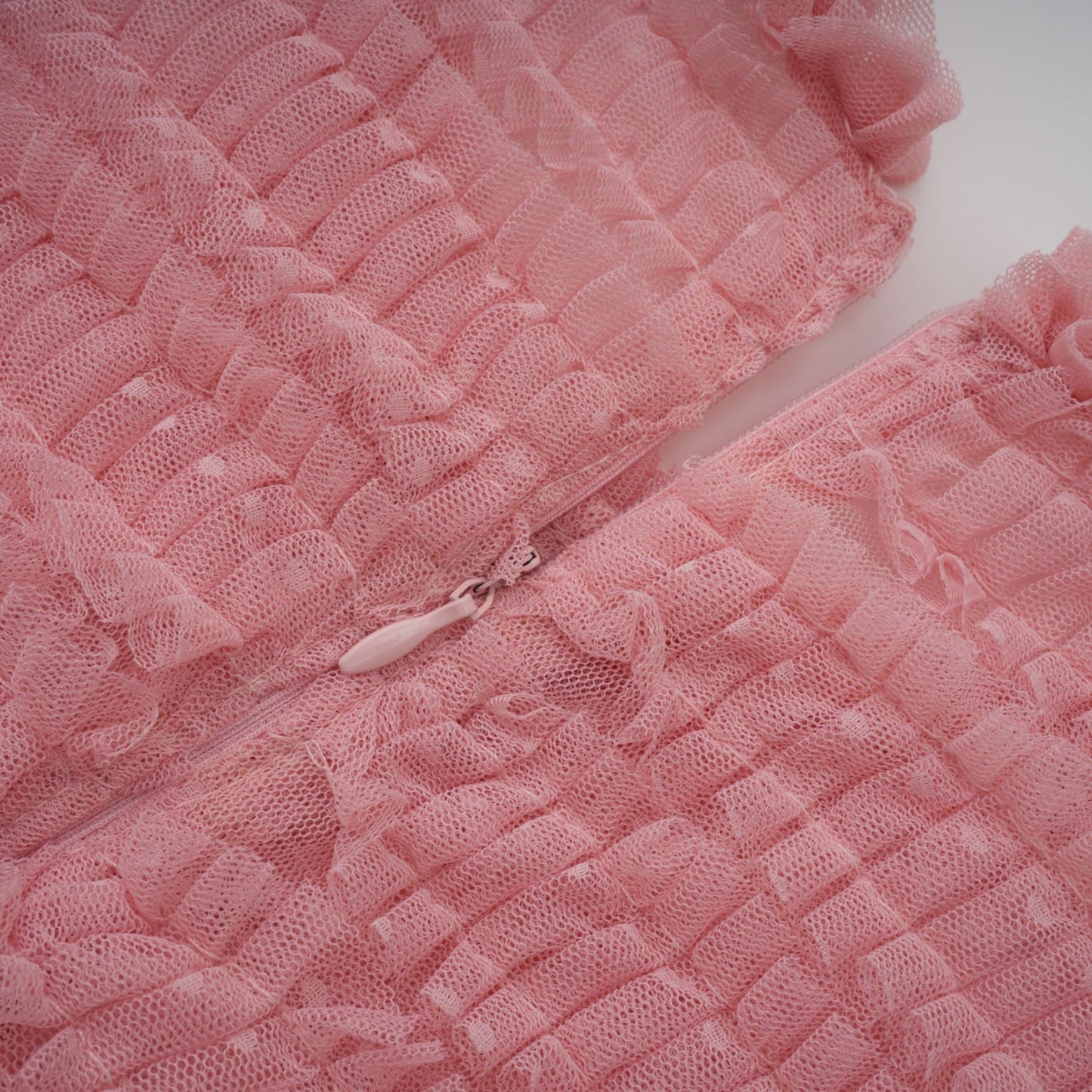 Aimée pink dotdetail ruffled tulle midi dress