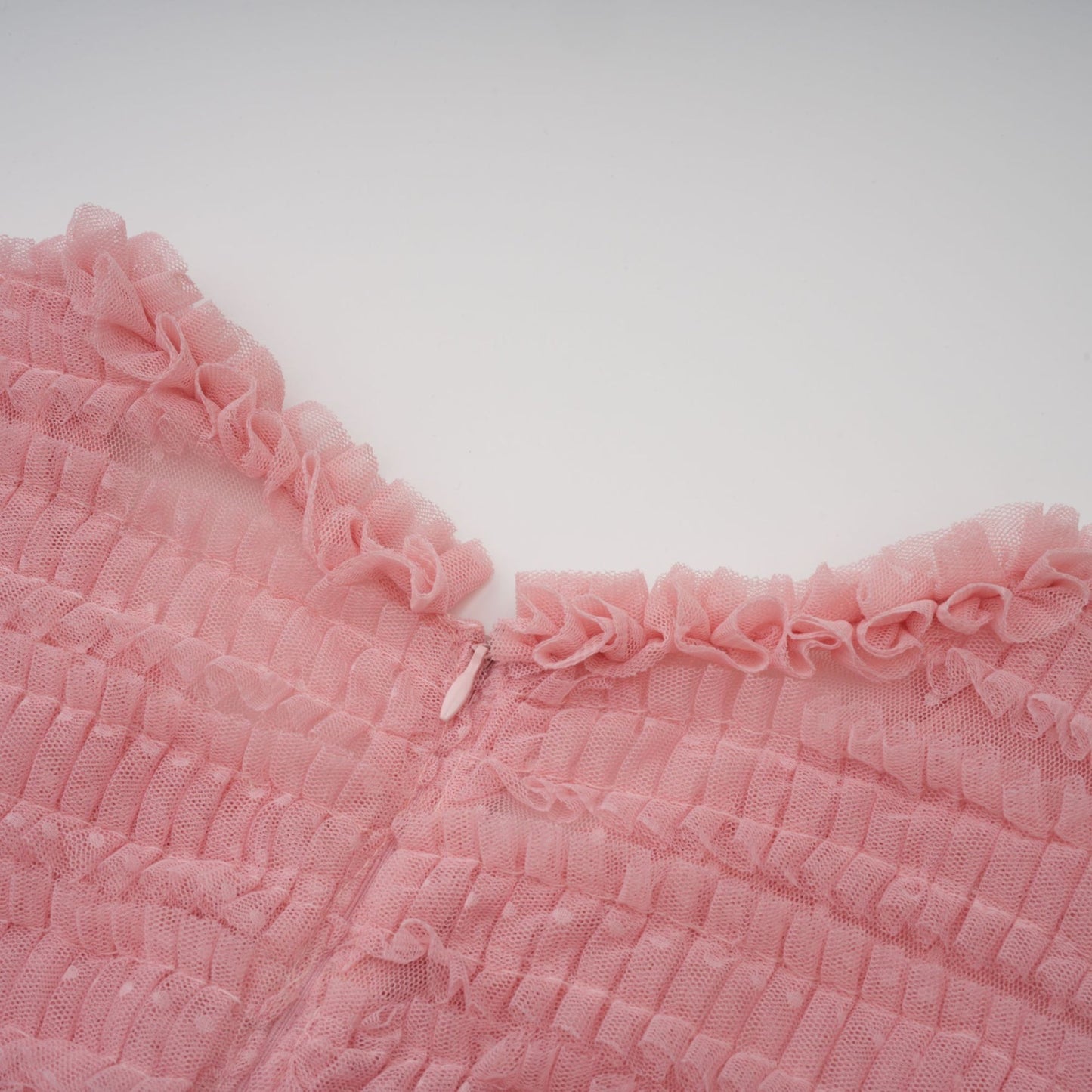 Aimée pink dotdetail ruffled tulle midi dress