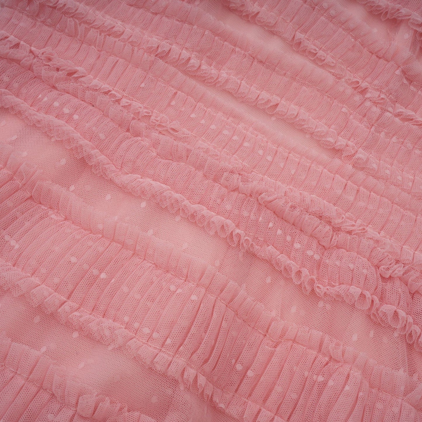 Aimée pink dotdetail ruffled tulle midi dress