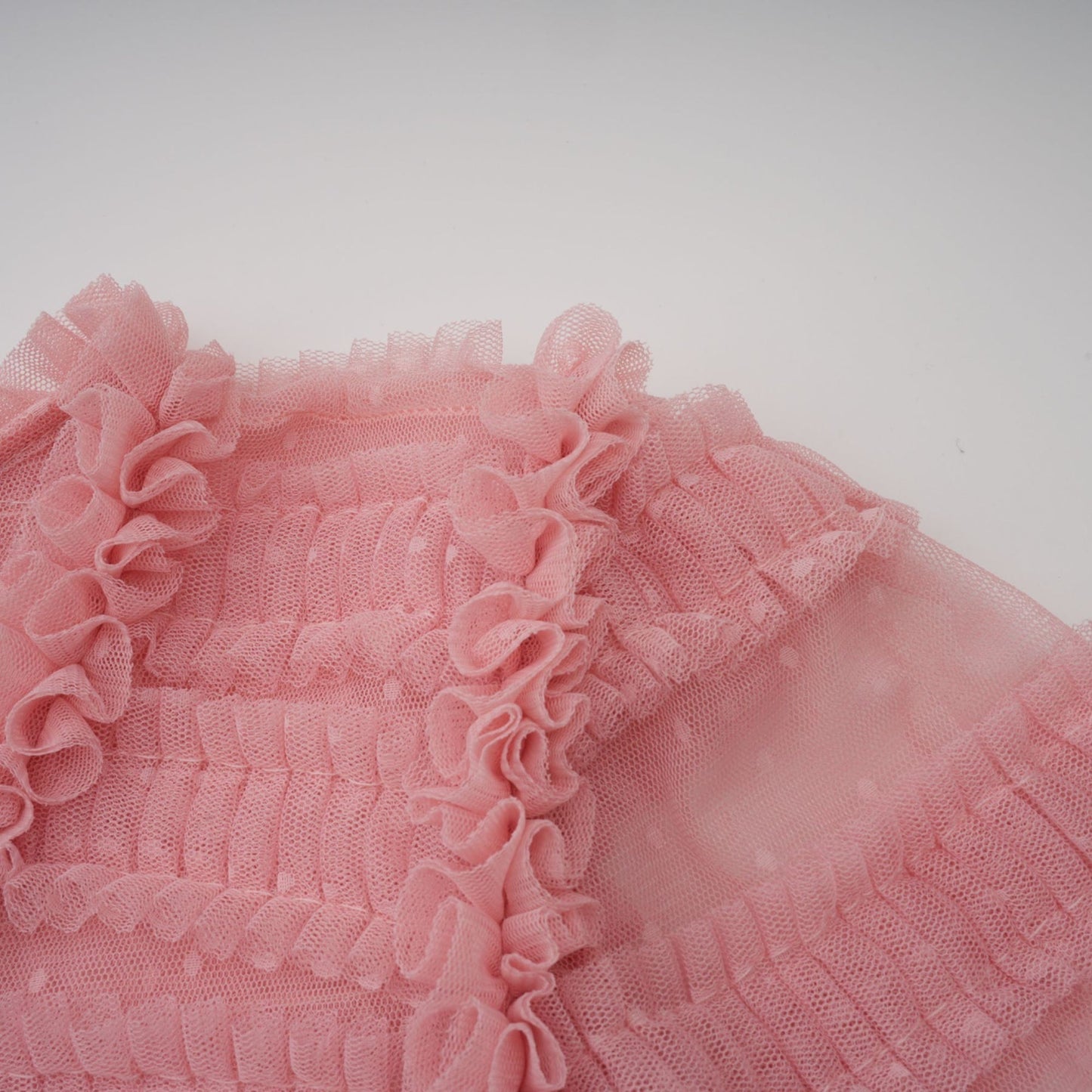 Aimée pink dotdetail ruffled tulle midi dress