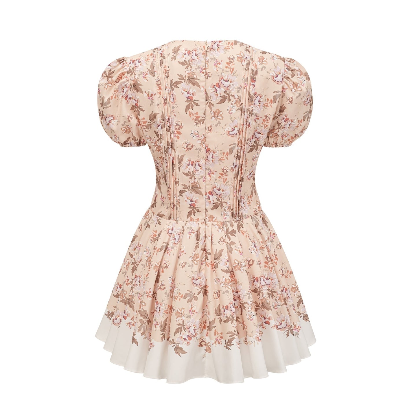 Alizee yellow mini dress with floral print and pleated design
