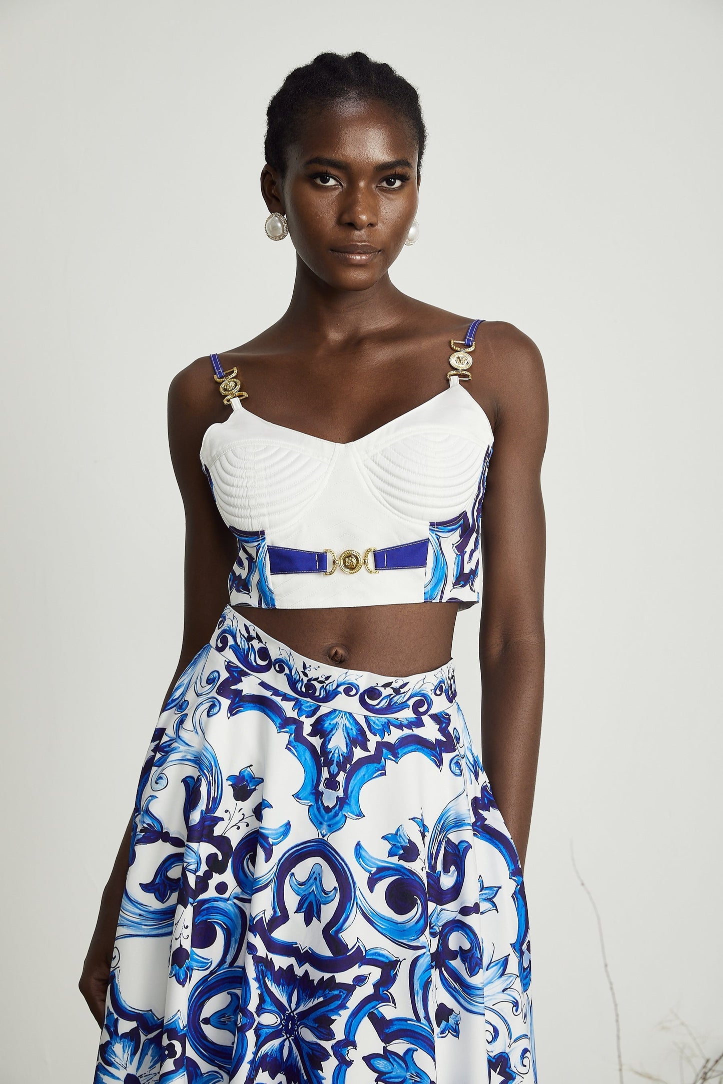 Allegra graphicprinted top skirt matching set
