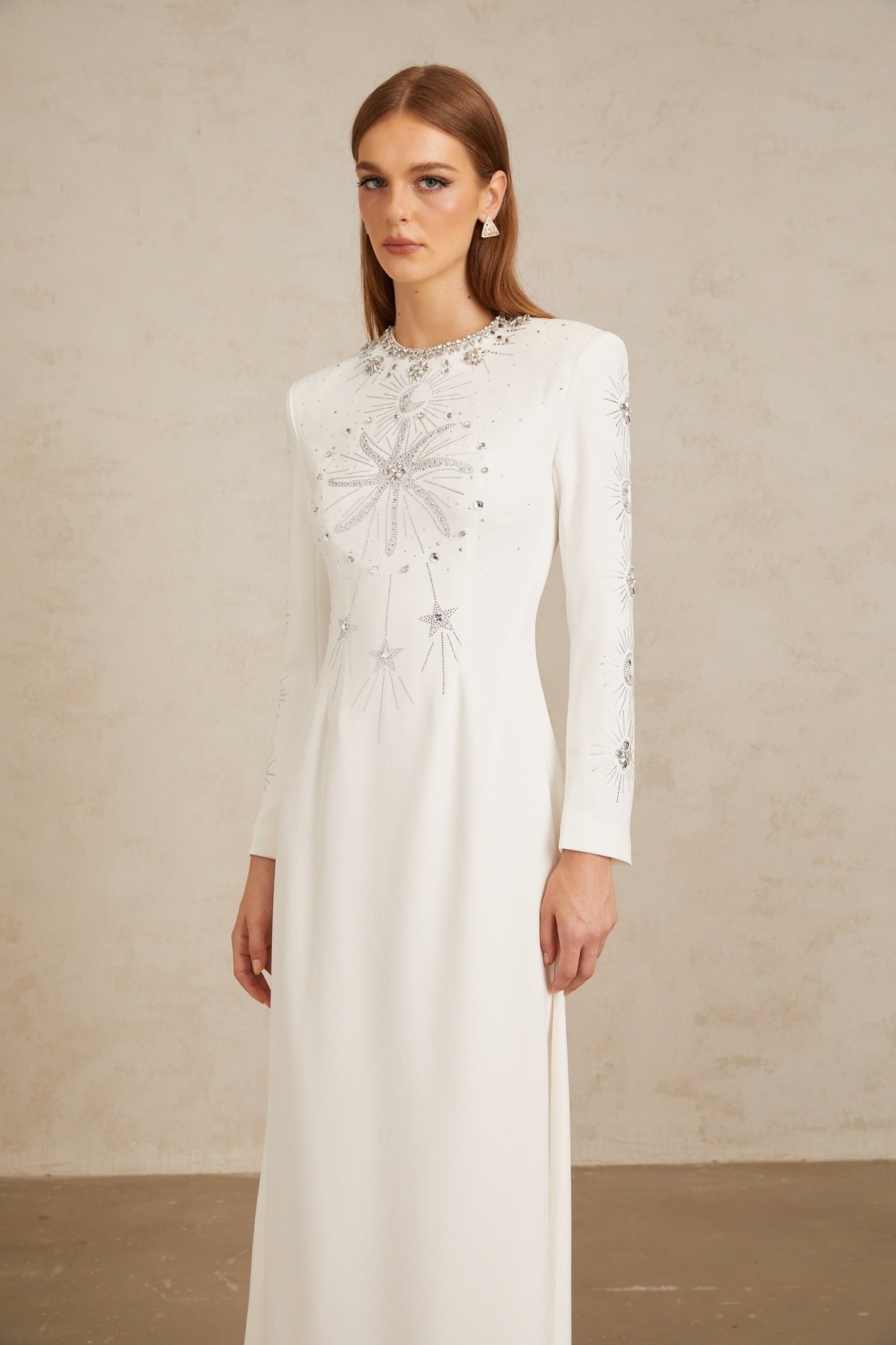 Aloïse White Embellished Maxi Gown