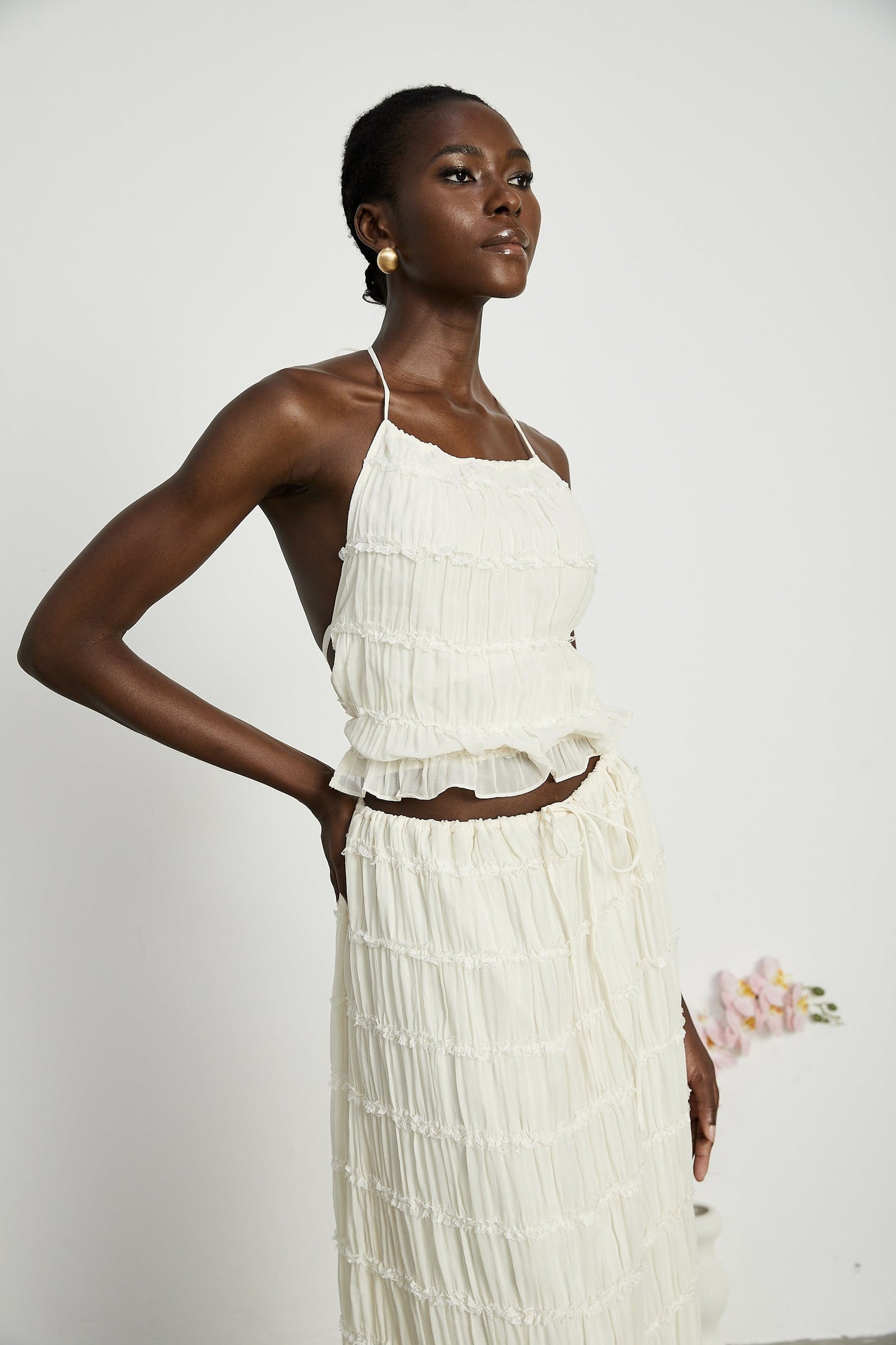 Alyssa pleated top skirt matching set