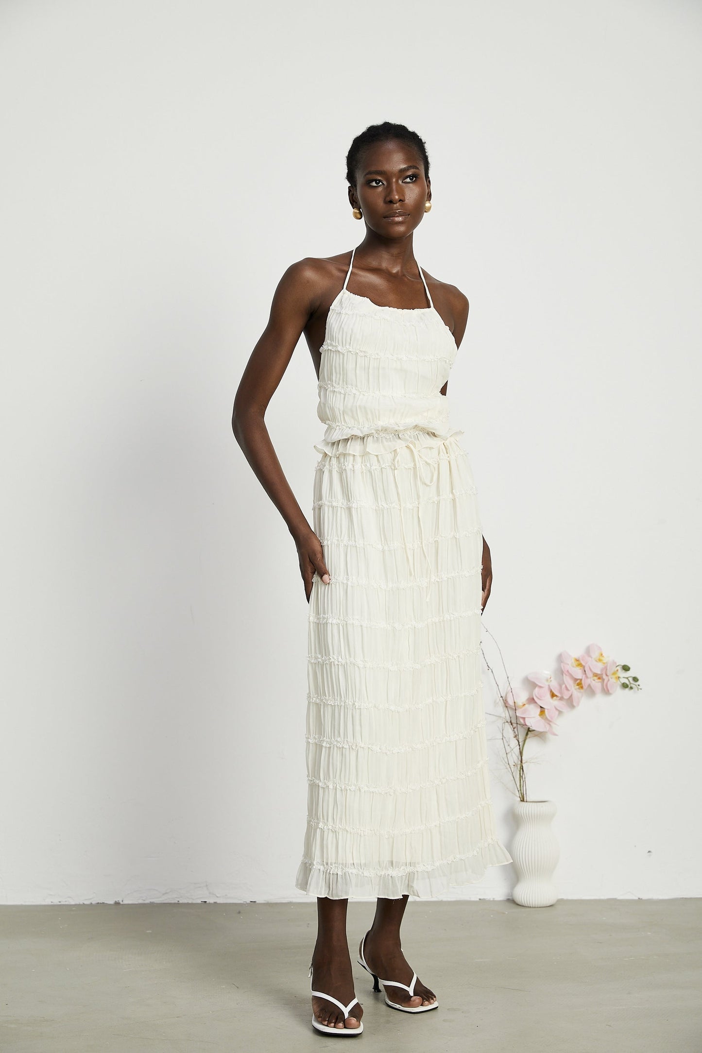 Alyssa pleated top skirt matching set