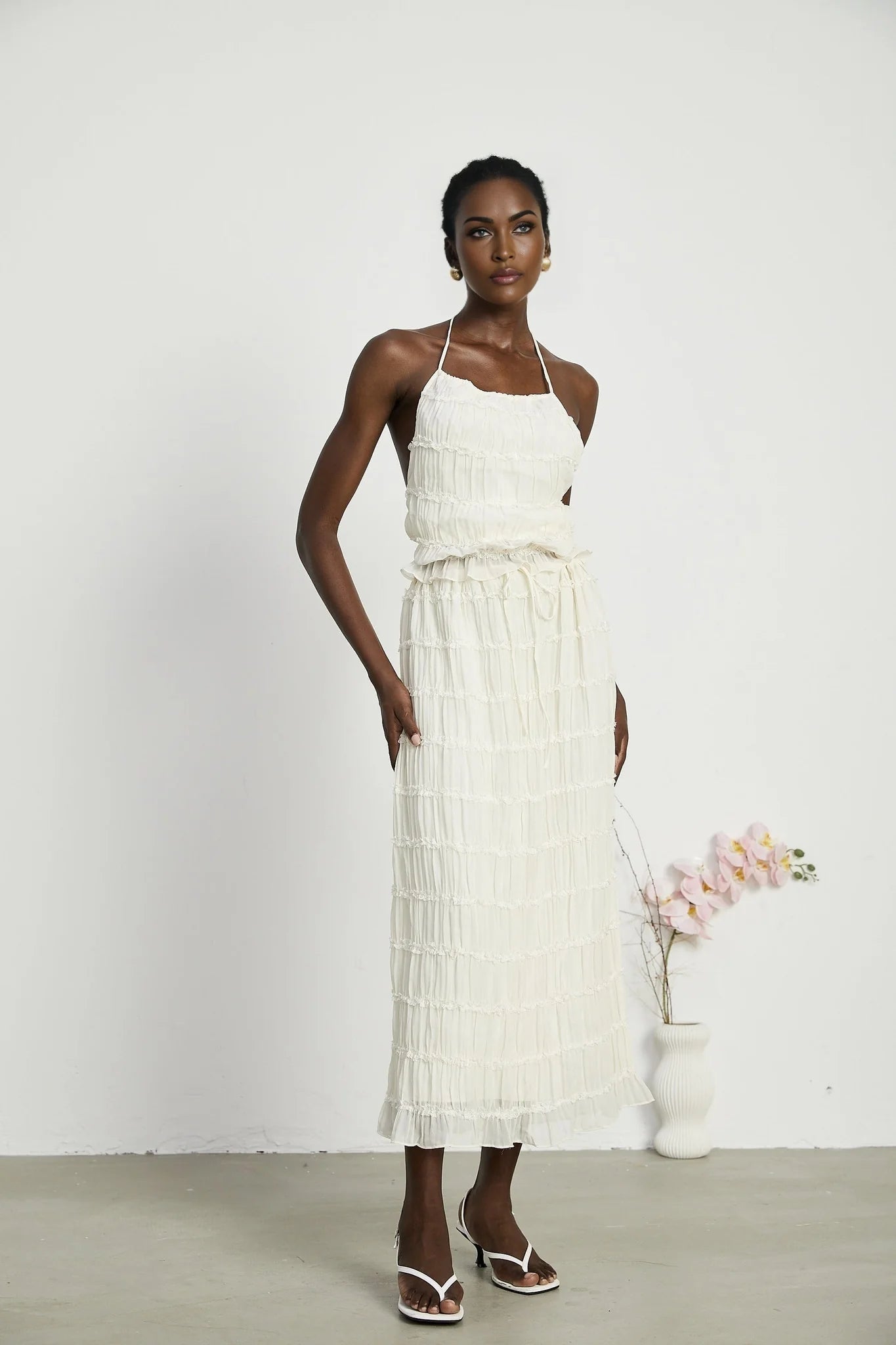 Alyssa pleated top skirt matching set