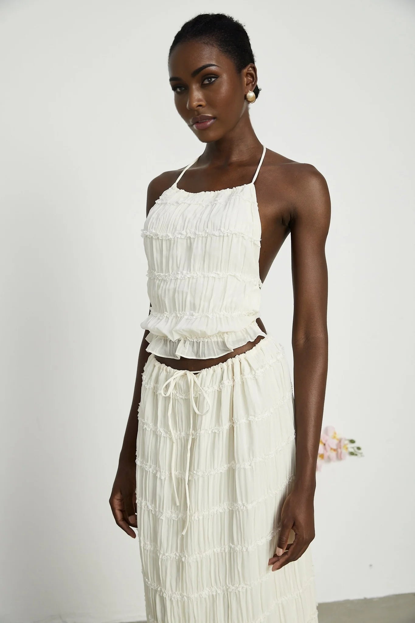 Alyssa pleated top skirt matching set