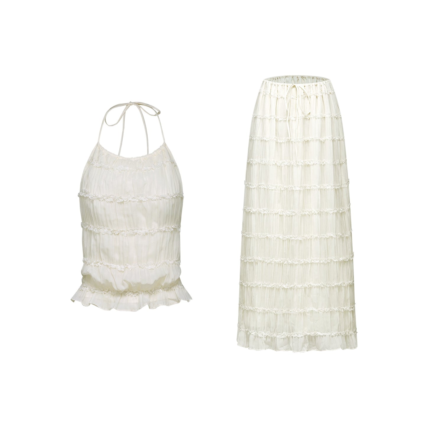 Alyssa pleated top skirt matching set