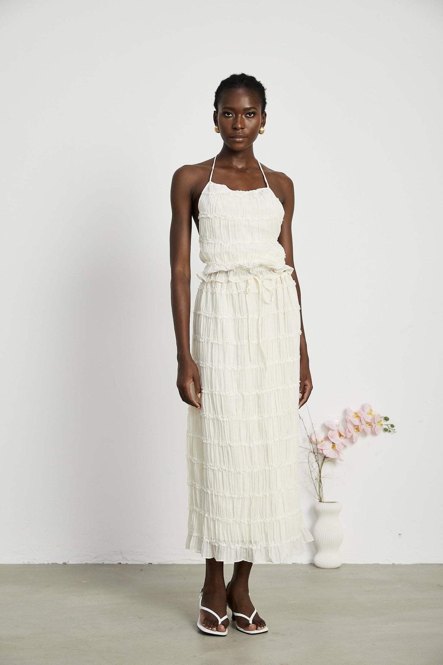 Alyssa pleated top skirt matching set