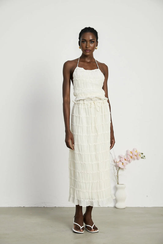 Alyssa pleated top  skirt matching set