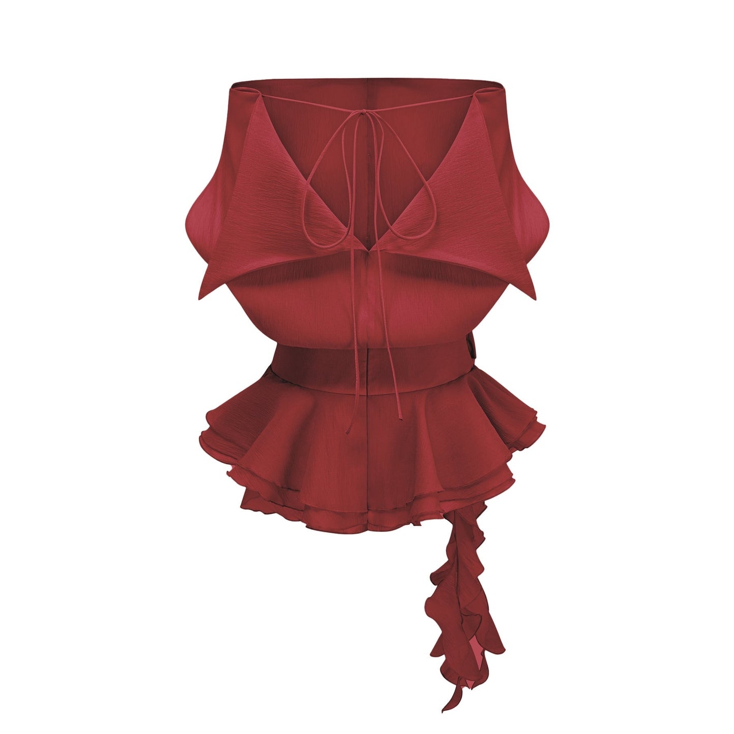 Amélie Womens Red Floral Appliqué Flounced Mini Dress